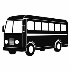 Bus black silhouette vector illustration and white background