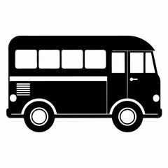 Bus black silhouette vector illustration and white background