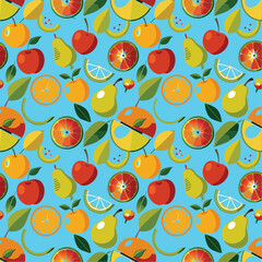 Fruits and berries seamless pattern, Generative AI