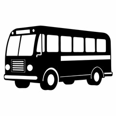 Bus black silhouette vector illustration and white background