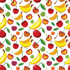 Fruits and berries seamless pattern, Generative AI