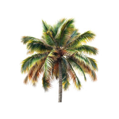 Lush Tropical Palm Tree Isolated on Transparent background