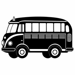 Bus black silhouette vector illustration and white background
