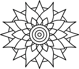 Circular Mandala Design Floral Pattern, Coloring Page, Art