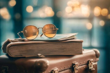 A hyper-realistic close-up of a suitcase filled with neatly packed travel essentials, including a passport, sunglasses, and a map, all illuminated by soft natural light