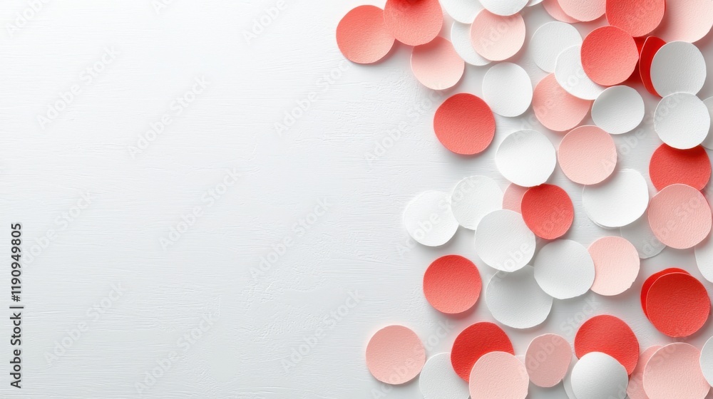 Aufkleber decorative circular paper cutouts studio setting abstract design creative environment overhead view 