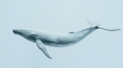 Obraz premium Majestic whale gracefully swimming in serene ocean waters during a clear day