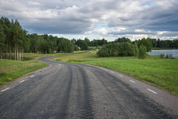 Fototapeta premium Wavy asphalt road.