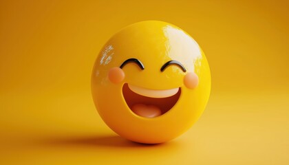 Fototapeta premium Realistic Yellow Glossy Smile Emoji Pack: Happy, Funny, Cute And Satisfied Emotions Including Surprised And Stupid Expressions. Contains 25 Unique Emojis.