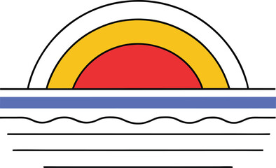 Sunrise Over Ocean Waves Minimalist Artistic Sun and Sea