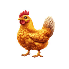 Fototapeta premium Golden Hen A Vibrant Illustration of a Domestic Chicken