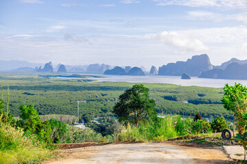 The natural background of Phang Nga Bay or from the Samet Nang Chee viewpoint, a world-famous...