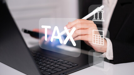 Accounting financial tax icon income money online payment service concept