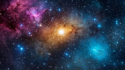 Fototapeta premium Golden Leo constellation shining brightly amidst a vibrant galaxy of swirling stars