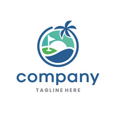 Golf Island Logo Design Vector