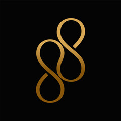 Golden Luxury Number 88 Monogram Logo Design