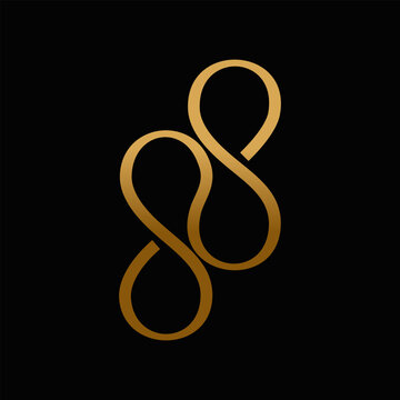 Golden Luxury Number 88 Monogram Logo Design