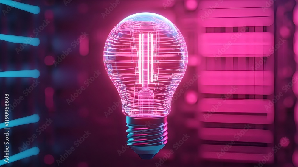 Aufkleber glowing lightbulb icon with minimal circuits symbolizing ideas and innovation in 3d