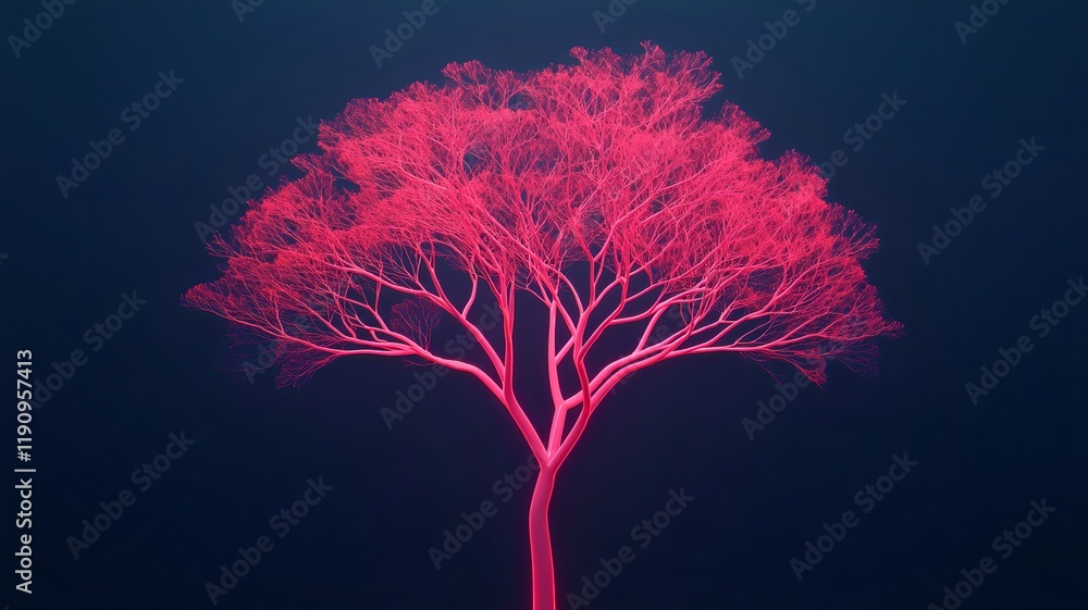 Poster glowing interconnected tree branches concept in 3d