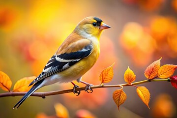 Obraz premium Exquisite goldfinch close-up: wildlife art print, showcasing detailed plumage and vibrant nature photography.