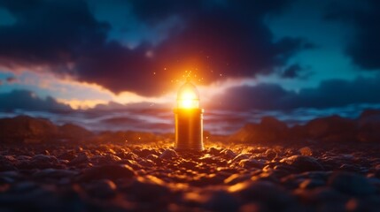 Fototapeta premium Moonlit Lighthouse Against a Stormy Sea. Generative AI