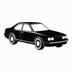 Naklejka premium Car black silhouette vector illustration and white background
