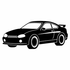Fototapeta premium Car black silhouette vector illustration and white background