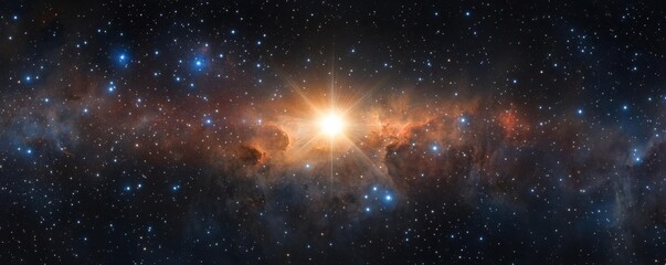 Fototapeta premium Leo constellation shining brightly in a cosmic field of swirling stardust