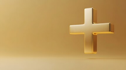 Obraz premium Golden Cross Against A Tan Background