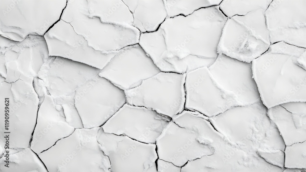 Poster intricate frozen ice texture with delicate cracked patterns on white background
