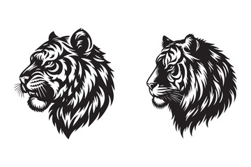 bengal tiger head silhouette vector