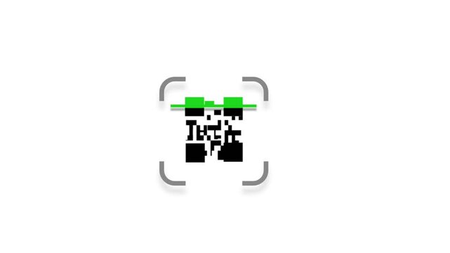 QR code scanning concept. Scanner icon animation on white color background. Suitable for transaction, payment and authentication. Motion graphics.