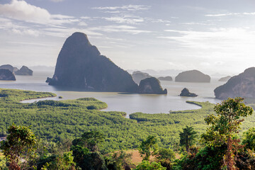 The natural background of Phang Nga Bay or from the Samet Nang Chee viewpoint, a world-famous...