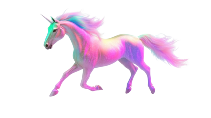 Magical unicorn with pink color isolated on white background