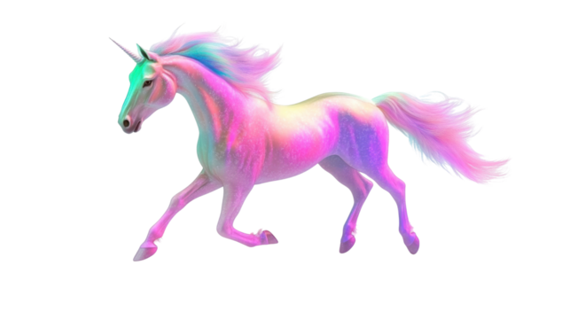 Magical unicorn with pink color isolated on white background
