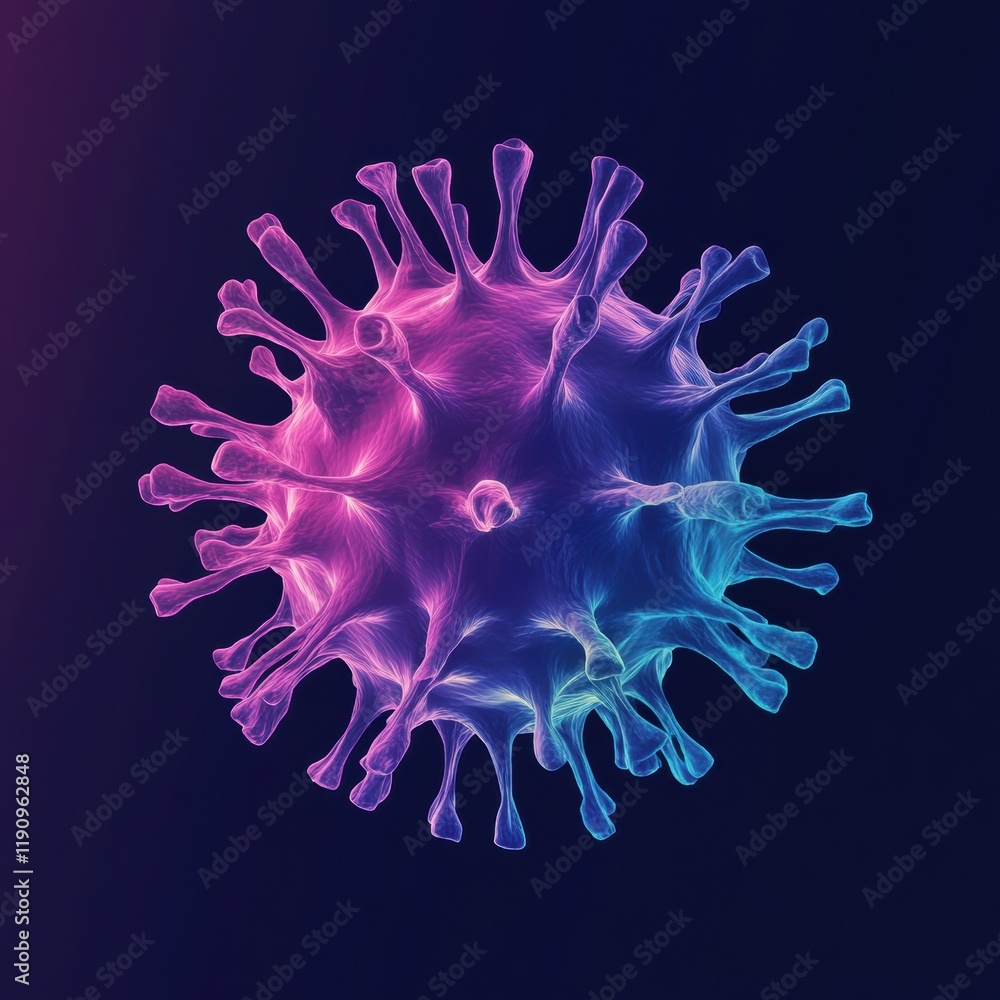 Aufkleber Colorful and clean illustration of a virus with a detailed structure and dynamic design on a dark background. Generative AI