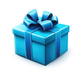 Obraz premium vibrant blue gift box with shiny ribbon on white background