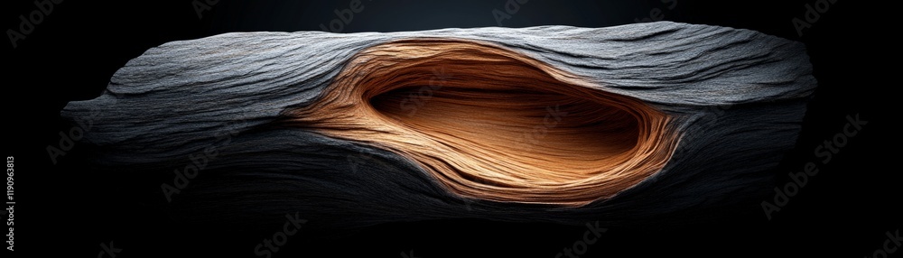 Poster Abstract Cave: An enigmatic abstract of a cave opening, featuring a deep brown recess against a muted grey backdrop, invites contemplation on hidden spaces and unexplored depths. 