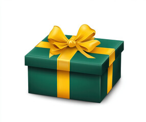 Obraz premium green gift box with yellow ribbon and bow, perfect for celebrations