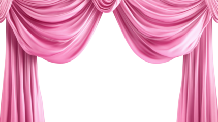 Pink curtains isolated on a white background