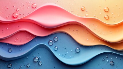 Colorful Abstract Wave Pattern with Water Droplets. Generative AI