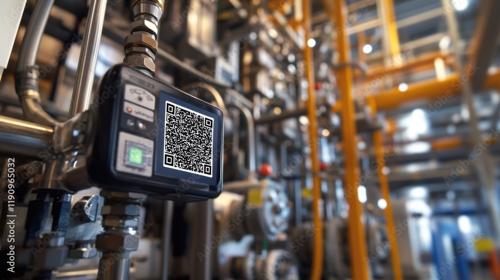 Poster smart factory using qr code for automated identification and data exchange in industrial manufacturi