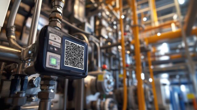 Smart factory using qr code for automated identification and data exchange in industrial manufacturing plant enhancing efficiency and traceability