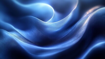 Obraz premium Minimalist blue fabric waves in soft focus. Generative AI