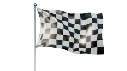 checkered flag end of race indication isolated on white background 