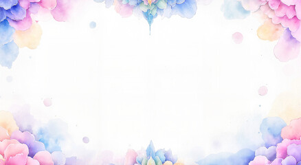 Colorful watercolor clouds with pastel hues and abstract design