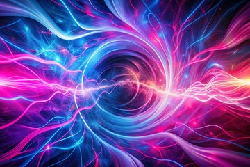 Fototapeta premium Pink Purple Abstract Background with Glowing Blue Lines - Vibrant Modern Design