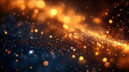 Fototapeta premium Abstract Festive Background with Golden and Blue Glitter Sparkle and Bokeh Lights