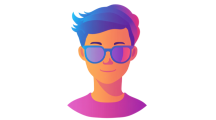 Brightly colored user avatar icon transparent background