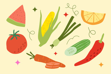 Fruits and Vegetables Illustration